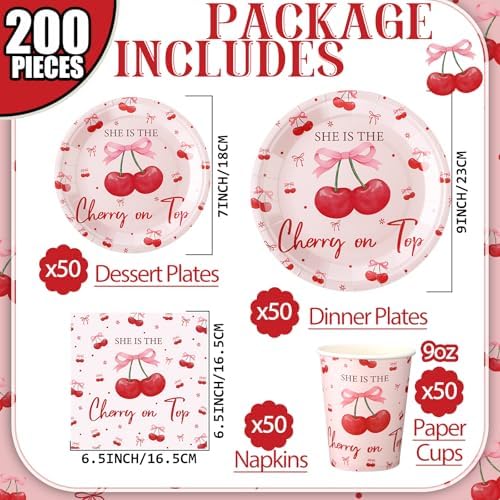 Zhehao 200 Pcs Wedding Party Plates Napkins Set