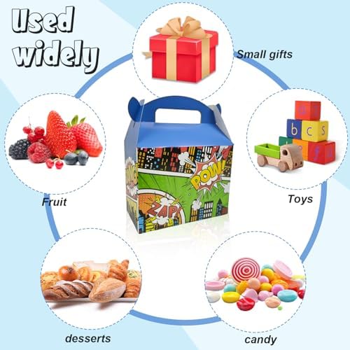 10PCS Super City Heroes Theme Party Treat Boxes with Handles