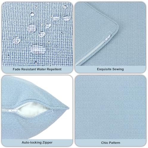Pcinfuns Light Blue Outdoor Throw Pillows 2 Pack
