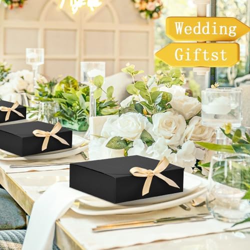 10 Pack Black Gift Boxes with Lids for Presents