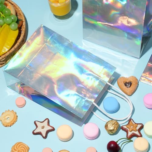 24 Pcs Iridescent Gift Bags with Handles