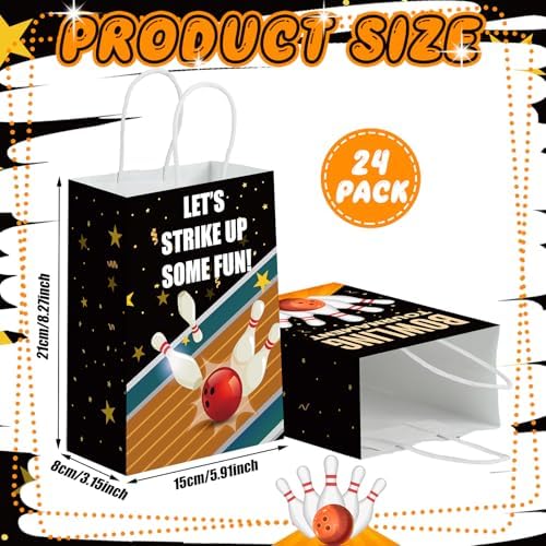 Kolldenn 24 Pcs Bowling Party Favor Bags