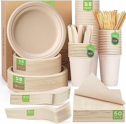 Gezond 400 Piece Compostable Paper Plates Set