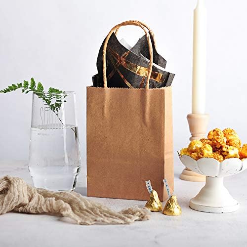 AWELL Mini Kraft Paper Bag with Handle for Party Favor Gifts