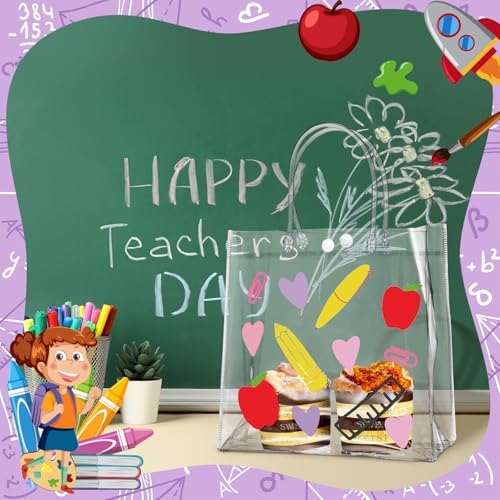 Aliceset 24 Pcs Clear Back to School Gift Bags with Handles