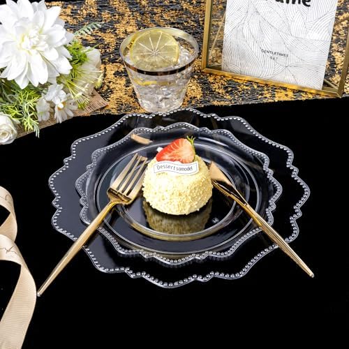 COLOSUS 350pcs Clear Plastic Plates Party Dinnerware Set
