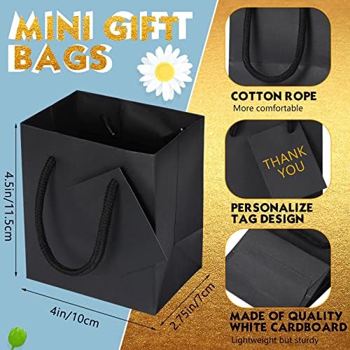 Sherr 100 Pack Mini Gift Bags with Handles Black