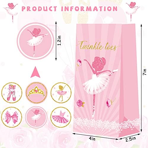 Jecery 24 Pcs Mini Ballerina Gift Bags for Birthday Parties