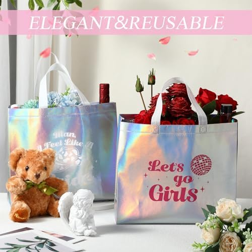 Cindeer 12 Pcs Lets Go Girls Bridesmaid Bags Holographic