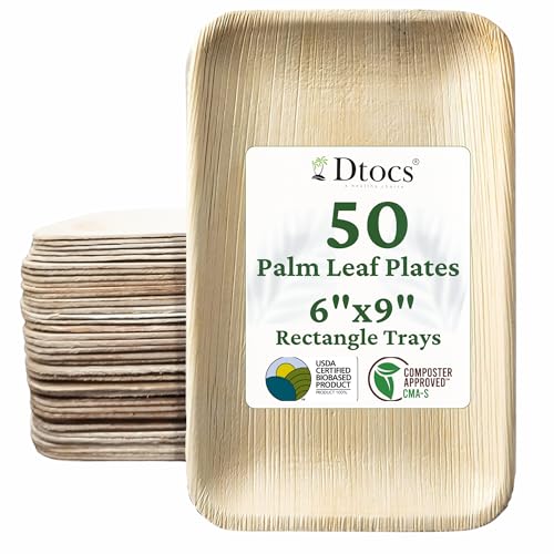 Dtocs Eco-Friendly Compostable 6x9 Inch Plates Pack 50