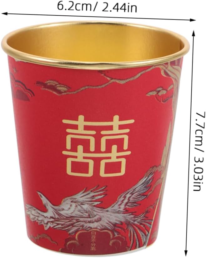 50pcs Gold Disposable Tea Cups for Bridal Shower and Wedding Reception