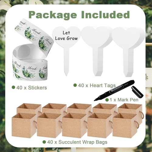 40 Pack Succulent Wrap Bags with Gift Box Set