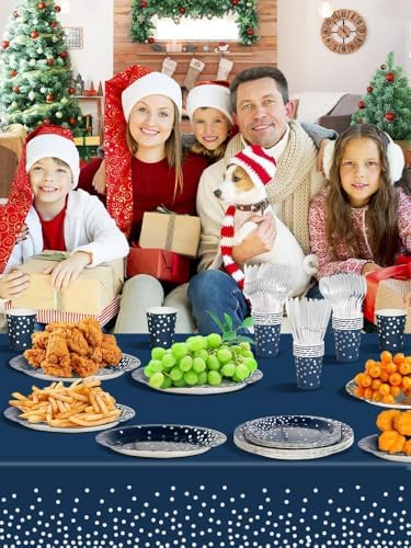 141-piece Navy Blue and Silver Party Supplies Set for 20 Guests