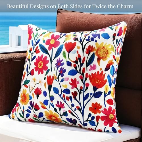 Floral Print Outdoor Pillow Covers Set of 2