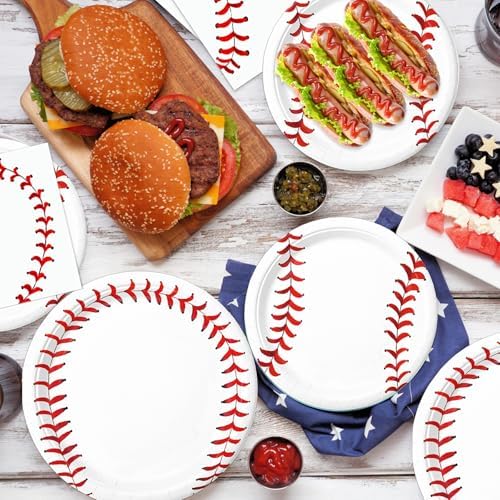 Oigco 60 Pc Baseball Party Tableware Set for 20