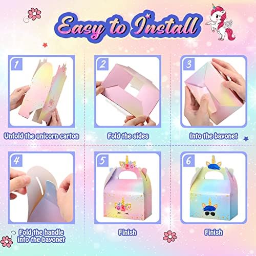 Leinuosen Unicorn Party Favor Boxes 24 Pieces