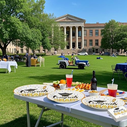 175PCS Graduation Party Tableware Set with Plates Napkins Cups Cutlery