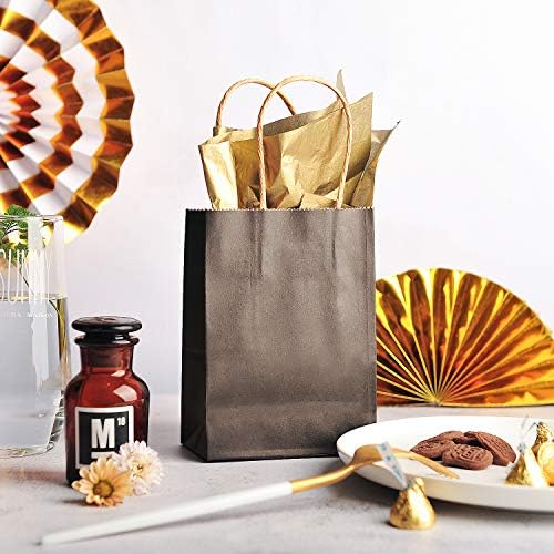 AWELL Mini Black Paper Bag With Handle - Pack of 24
