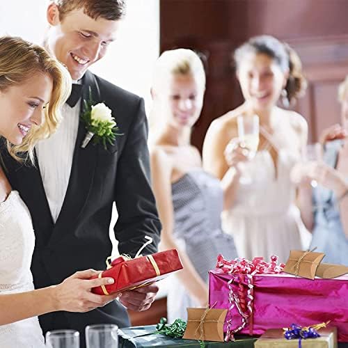 Kraft Paper Pillow Candy Box 60 Pcs with Jute Rope