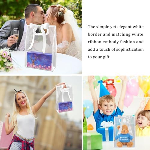 15 Pack Clear Plastic Gift Bags with Handle