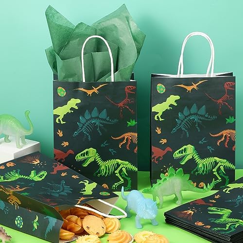 Capoda Dinosaur Gift Bags with Tissue Paper 16 Pcs