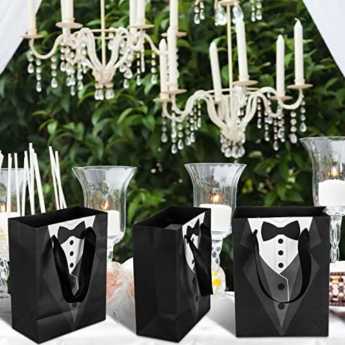 Sinmoe 24 Pack 7 Inch Gift Bags Wedding Favor Tuxedo Treat Wraps