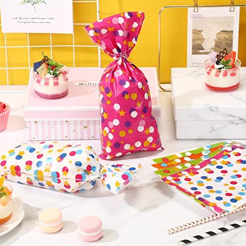 Pajean 100 Pcs Cellophane Treat Bags with Twist Ties