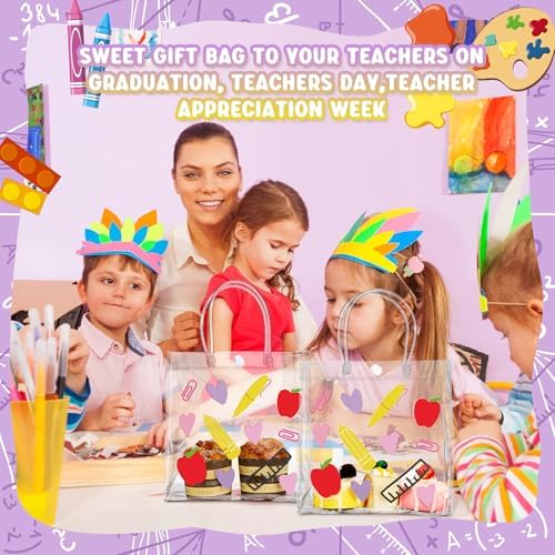 Aliceset 24 Pcs Clear Back to School Gift Bags with Handles