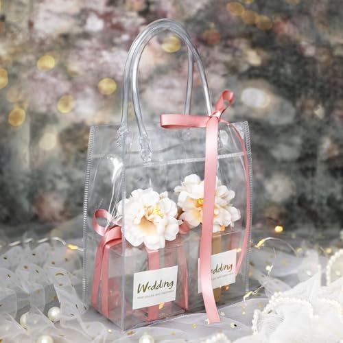 WhizToys 12PCS Clear Gift Bags With Handles