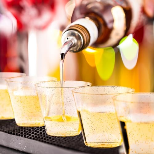 JOLLY CHEF 100 Pack 9 oz Gold Glitter Plastic Cups