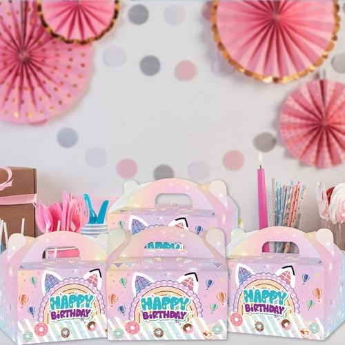 16 Pcs Cartoon Cat Theme Gift Bags With Handles