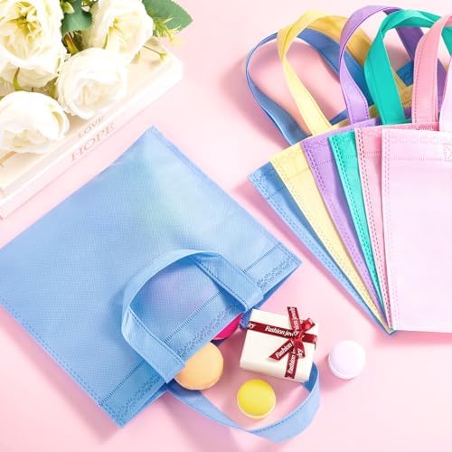 Sunnymove 18 Pcs Pastel Non Woven Gift Bags with Handles