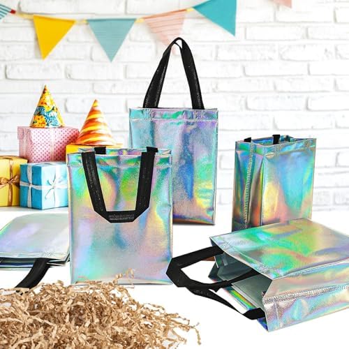 MAQIHAN 8PCS Iridescent Gift Bags with Handles