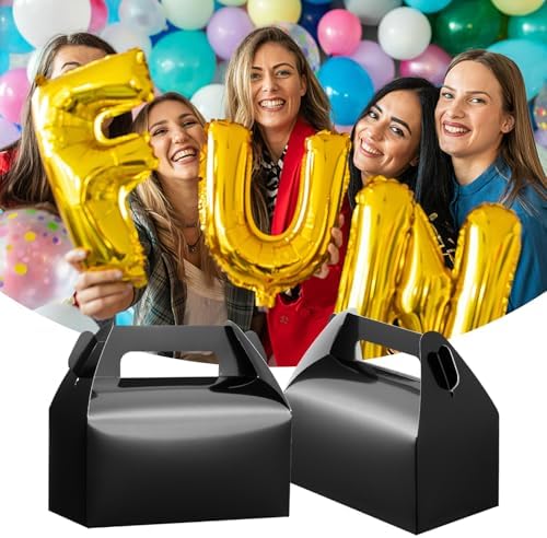 UnicoPak 30 Black Gable Treat Boxes for Parties