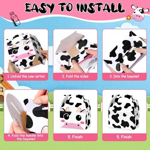 24 Pack Cow Party Treat Boxes for Farm Animals