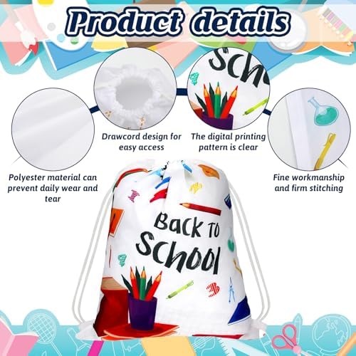 Woanger 30 Pcs Drawstring School Bags with Cute Patterns