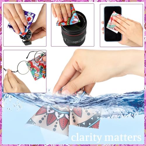 24 Pcs Mandala Microfiber Cleaning Cloths for Glasses