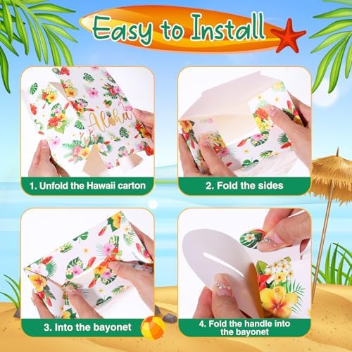 Glenmal 24 Pcs Tiki Luau Treat Boxes with Handles