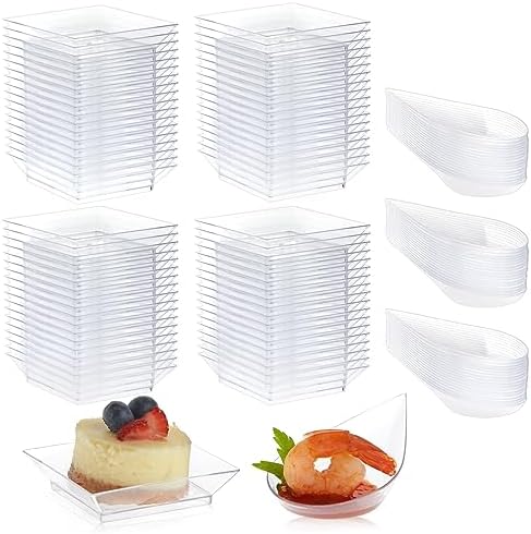 Juvale 72-Piece Mini Appetizer Set - Clear Plastic Plates and Tear Drop Spoons