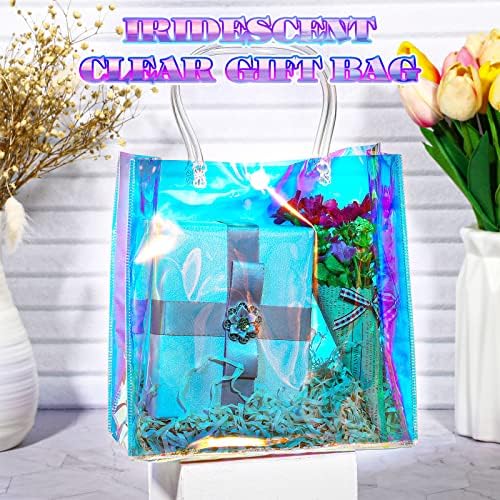 Sherr 16 Pcs Iridescent Clear Gift Bags with Handles