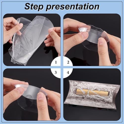 BENECREAT 30 Pack Clear Plastic Pillow Favor Box