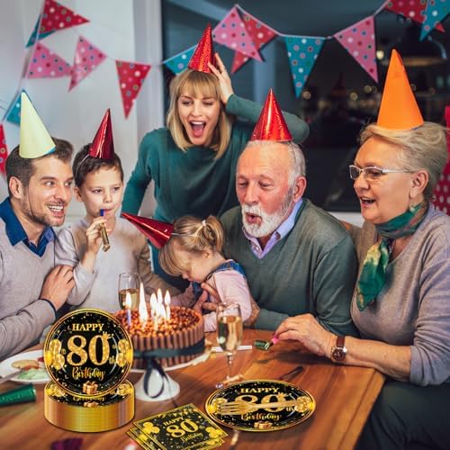 80th Birthday Paper Plates Napkins Forks 60pcs Set