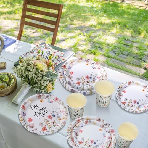 Zhehao 250 Pcs Mr And Mrs Bridal Shower Plates Napkins Set