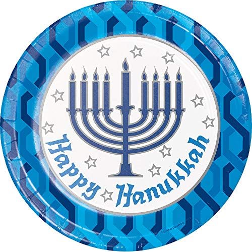 Creative Converting Menorah Paper Plates Blue