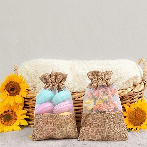 CCINEE 24pcs Burlap Drawstring Gift Bags