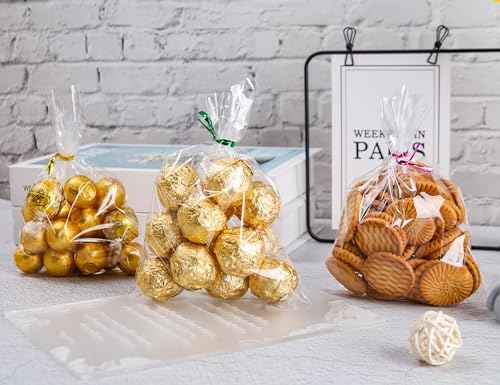 Clear Cellophane Bags with Twist Ties 5x7in 100 Pack