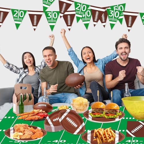 100 Pcs Football Shaped Disposable Paper Plates for Sports Events