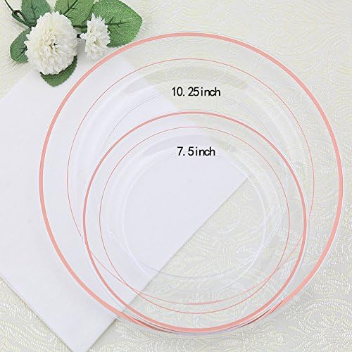 I00000 60 Pcs Rose Gold Plastic Plates Set