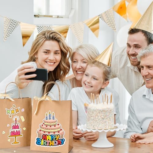 GSSUSA 100 Pack Brown Paper Bags with Handles Gift Wrapping