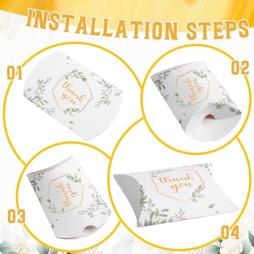 Haomian 100 PCS Kraft Paper Pillow Gift Boxes for Parties and Weddings